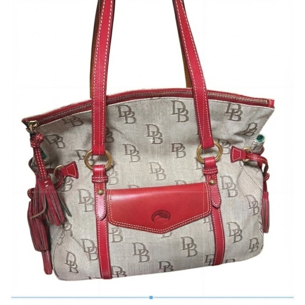 Dooney & Bourke En The Smith Bag JQ820 Brown Red Logo Tote NWT $268